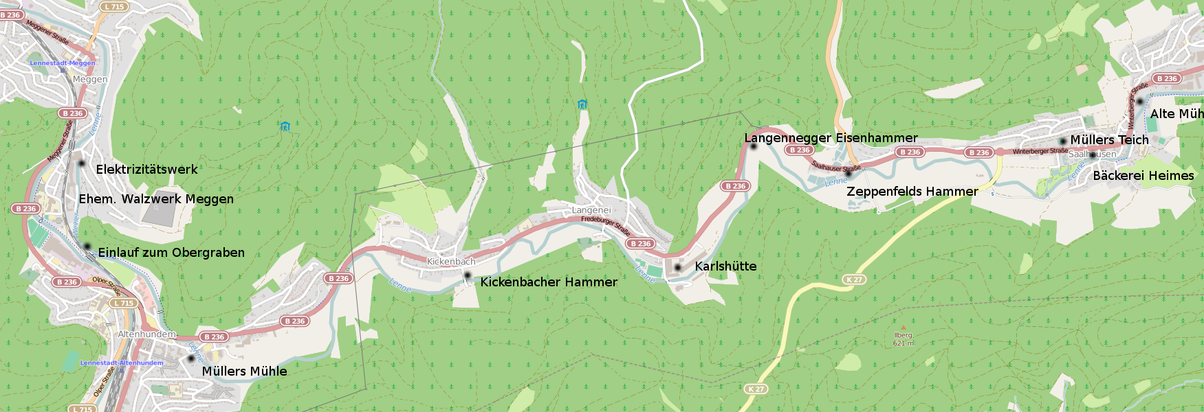 Vom Kurpark geht es nun über das Bräukelken und das Anglerglück weiter nach Gleierbrück